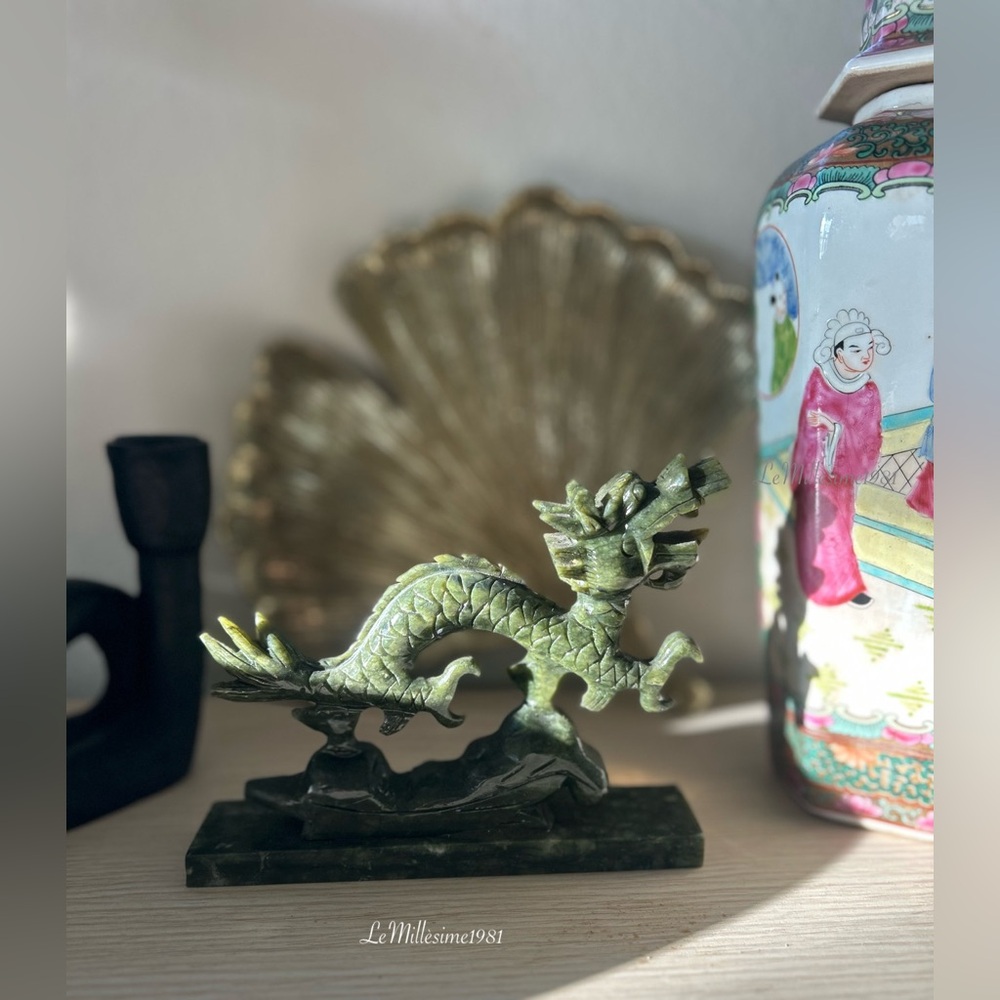 Natural Jade Dragon Sculpture